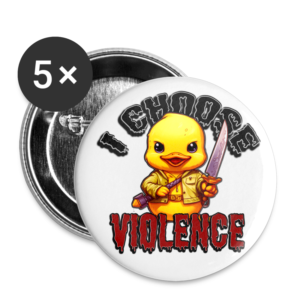 Duck Violence Buttons large 2.2'' (5-pack) - white