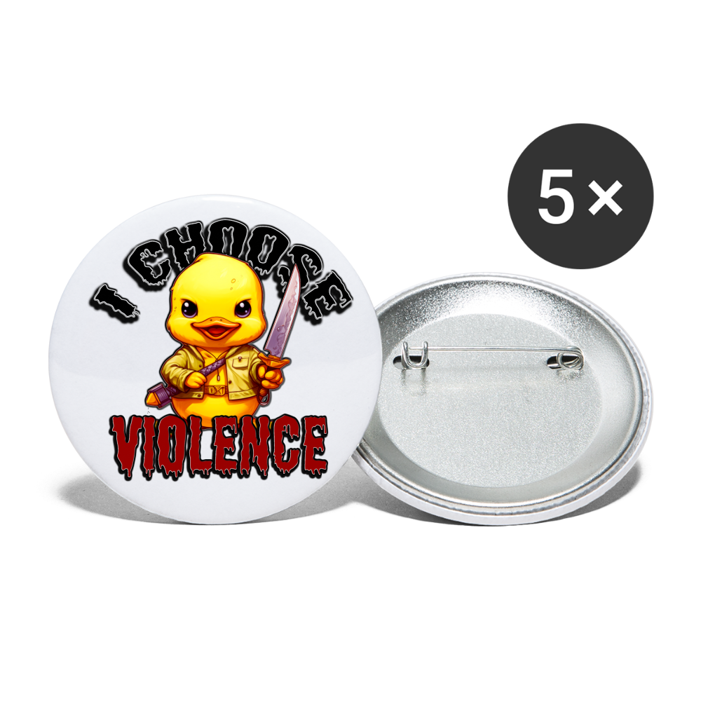 Duck Violence Buttons large 2.2'' (5-pack) - white