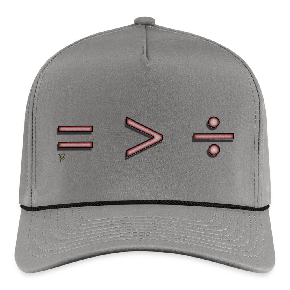 "Equal Greater Than Division" Rope Cap - gray/black