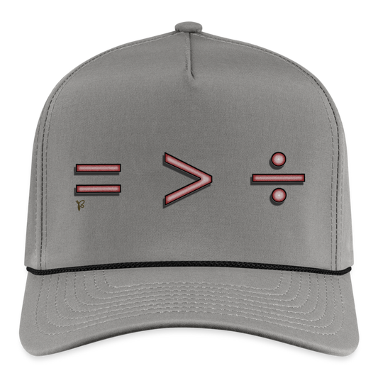 "Equal Greater Than Division" Rope Cap - gray/black