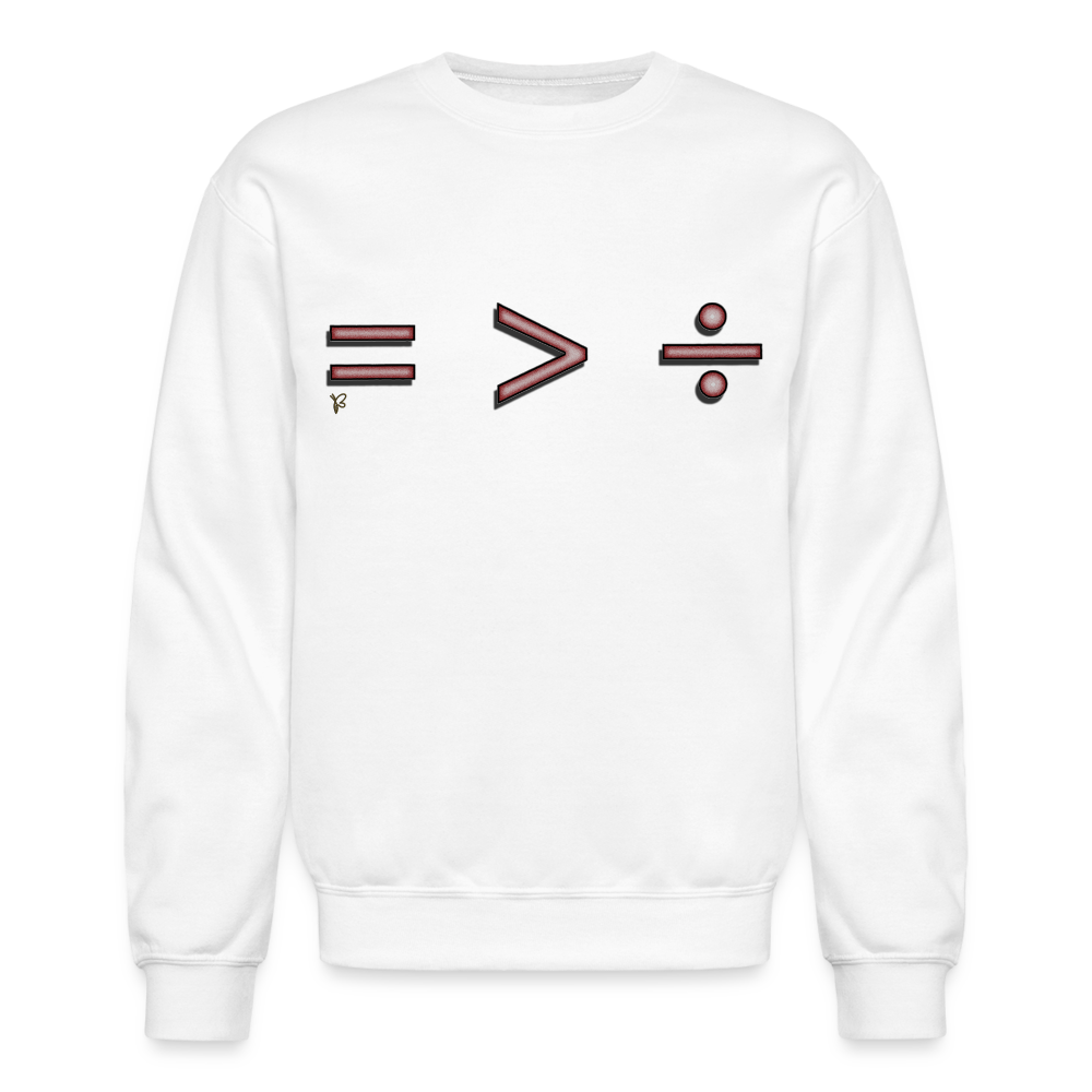 "Equal Greater Than Division" Crewneck Sweatshirt - white