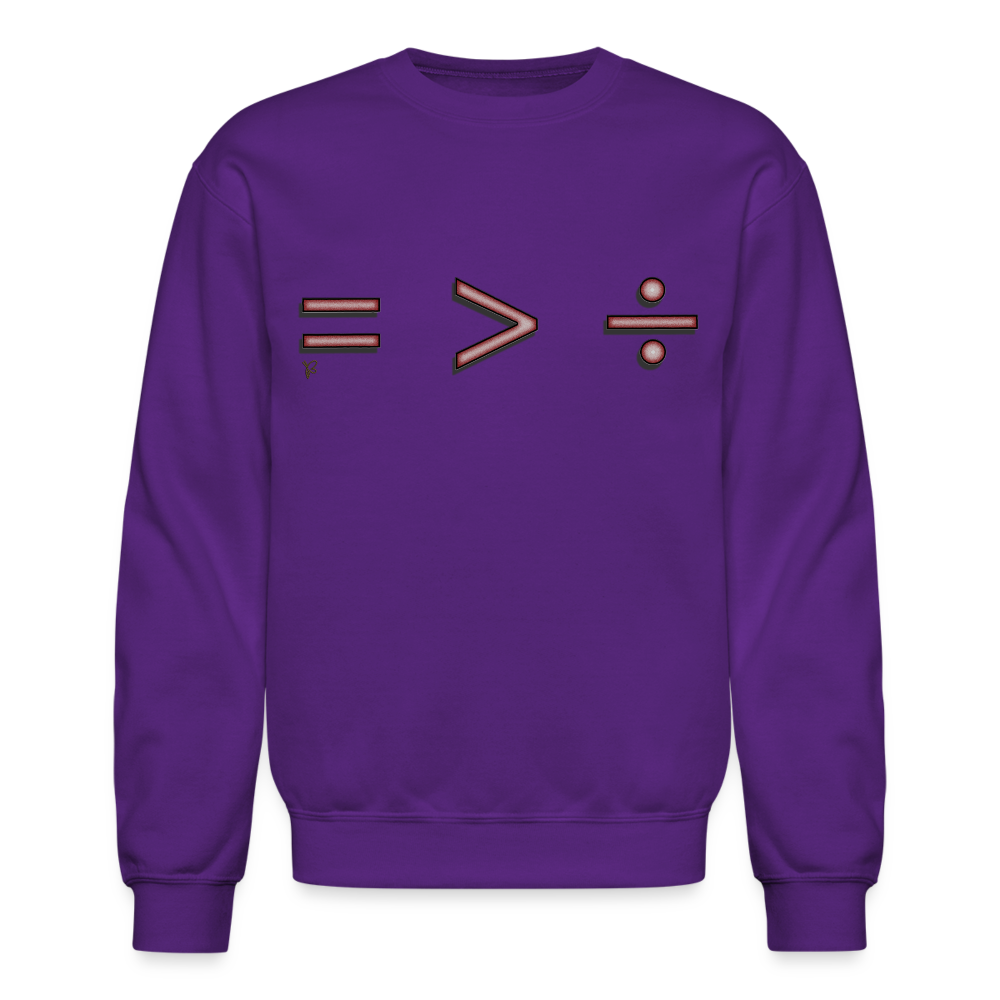 "Equal Greater Than Division" Crewneck Sweatshirt - purple