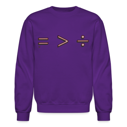 "Equal Greater Than Division" Crewneck Sweatshirt - purple