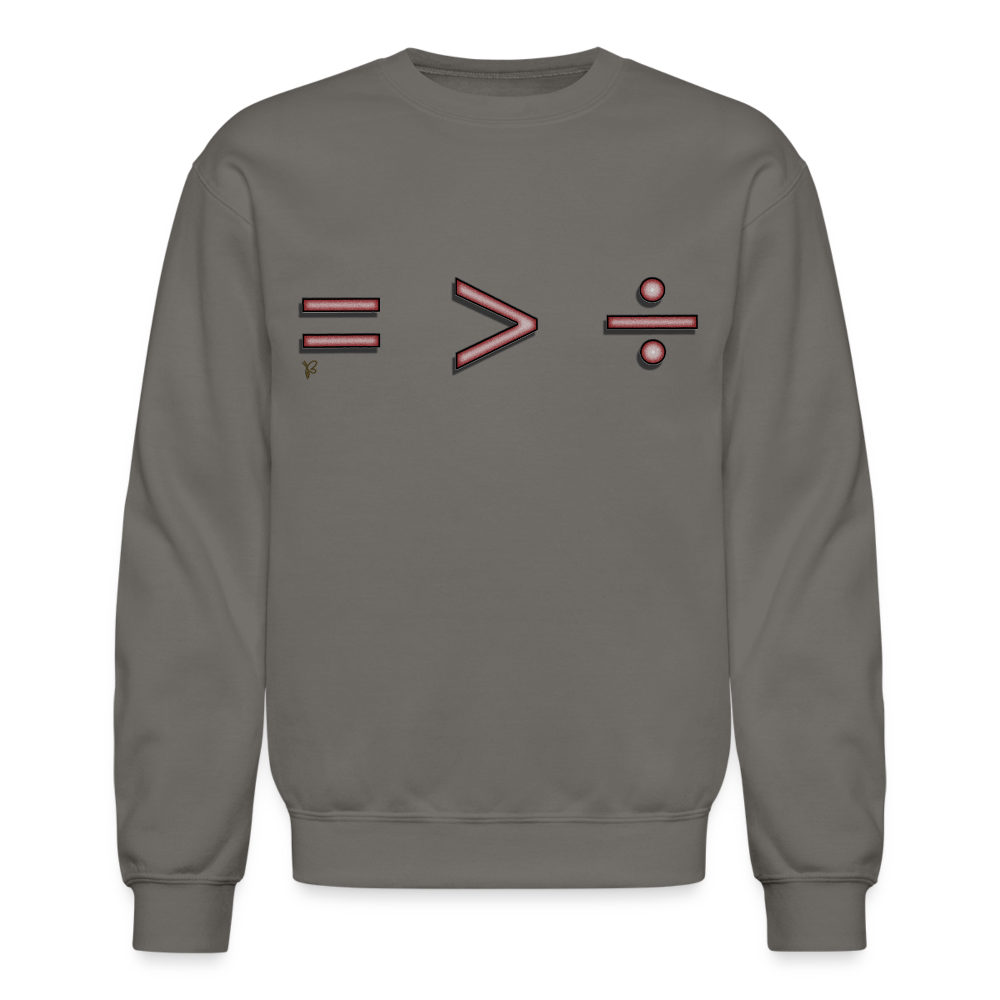 "Equal Greater Than Division" Crewneck Sweatshirt - asphalt gray