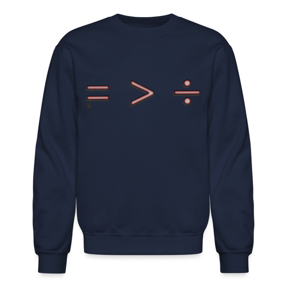 "Equal Greater Than Division" Crewneck Sweatshirt - navy