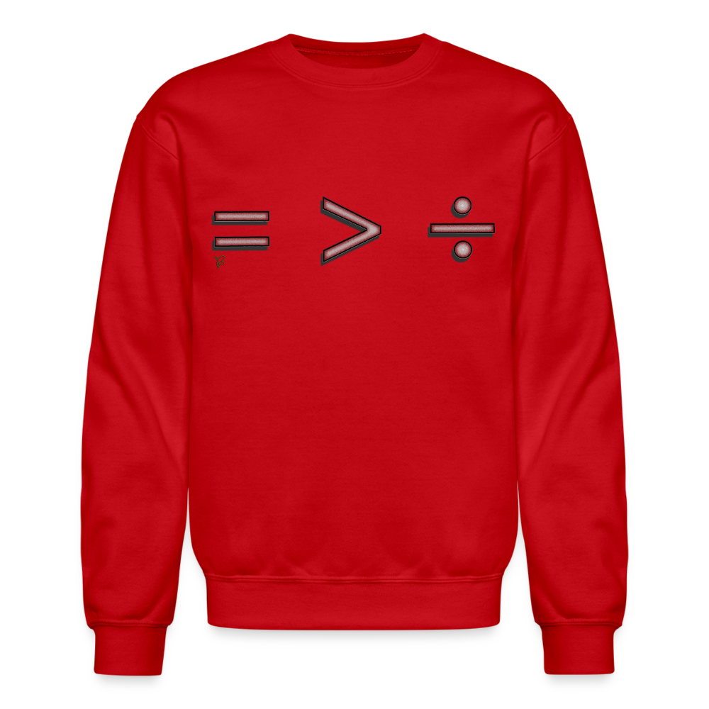 "Equal Greater Than Division" Crewneck Sweatshirt - red