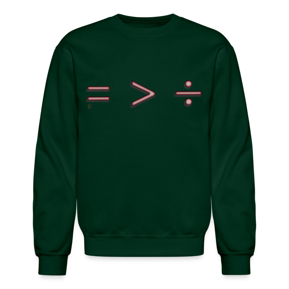 "Equal Greater Than Division" Crewneck Sweatshirt - forest green