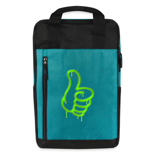 Thumbs Up Laptop Backpack - heather teal/black